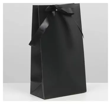 Пакет подарочный с лентой «Чёрный», 13 × 23 × 7 см