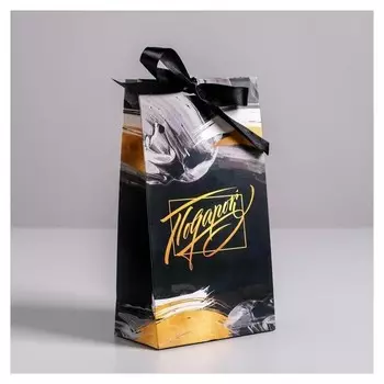 Пакет подарочный с лентой «Подарок», 13 × 23 × 7 см