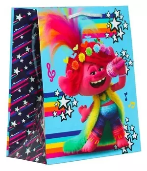 Пакет подарочный «Тролли», 180х223х100 мм