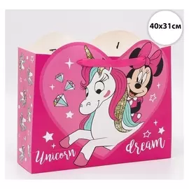 Пакет подарочный "Unicorn Dream", единорог. минни маус, 40х31х11,5 см