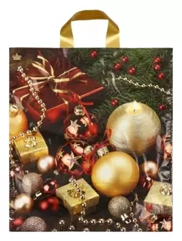 Пакет полиэтиленовый с петельными ручками Новогодний