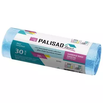 Пакеты для мусора 30 л X 30 шт. голубые, Home Palisad