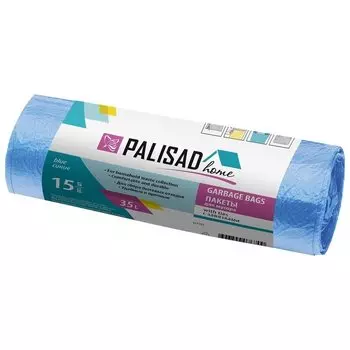 Пакеты для мусора с завязками 35 л X 15 шт. синие, Home Palisad