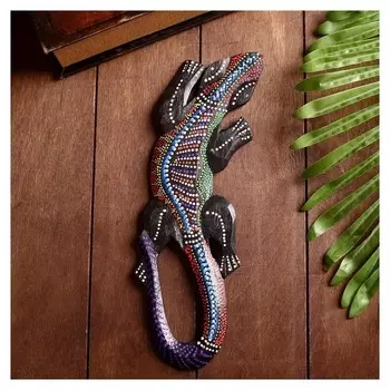 Панно декоративное Ящерица в цветной горошек