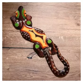 Панно настенное дерево "Геккон с пятнистой спинкой" 1,2х11х50 см