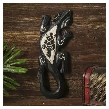 Панно настенное Геккон черный с черепашкой