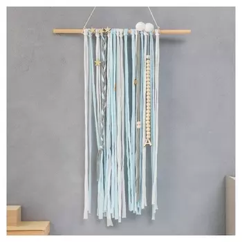 Панно настенное текстиль "Звёздочки" голубые нити 70х45 см