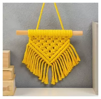 Панно настенное в технике макраме "Сканди" тёплый жёлтый 33х20 см