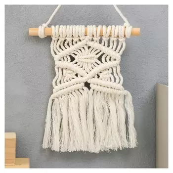 Панно настенное в технике макраме "Тора" натуральный 40х20 см