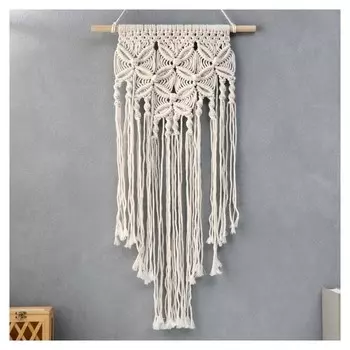 Панно настенное в технике макраме "Уголок ромбиками" 107х40 см