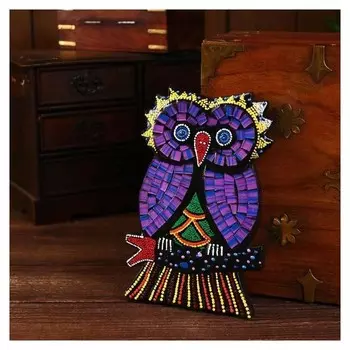 Панно "Сова" дерево с мозаикой, 13х1х20 см