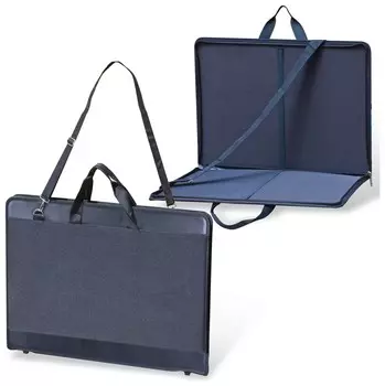 Папка для рисунков и чертежей, А2, 645х470 мм, "Пленэр-2", с ручками, кожзам и ткань, черная