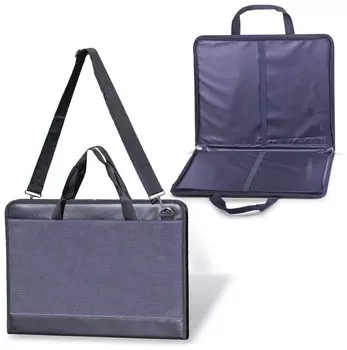 Папка для рисунков и чертежей большого формата ( 470х330 мм,) А3, с ручками, кожзам/ткань, серая, "Пленэр-3"