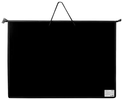 Папка для рисунков и чертежей на молнии с ручками пифагор А2, 1 отделение, пластик, ручки-шнурок, черная, 270873