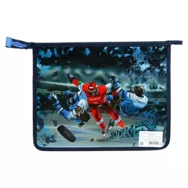 Папка для тетрадей А4, экстра-вместимость (Ширина 80 мм), металлизированный, 3d-рисунок, "Хоккеисты"