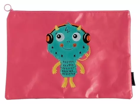 Папка для тетрадей А4 молния сверху плоская кож.зам 240*345 феникс дев розовая 49507