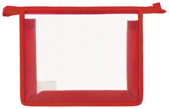 Папка для тетрадей а5 пластик, молния сверху, прозрачная, красная