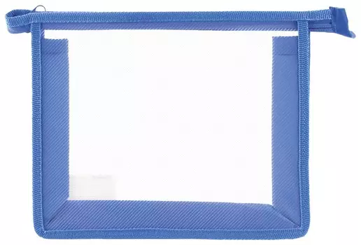 Папка для тетрадей а5 пластик, молния сверху, прозрачная, синяя