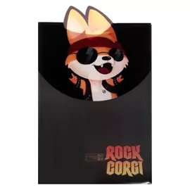 Папка-конверт А4 на липучке дизайн феникс "Рок корги" черн/сер 60452