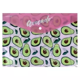 Папка-конверт на кнопке А4 дизайн 150мкм Devente Avocado роз/зел 3079271