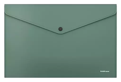 Папка-конверт на кнопке А4, Erichkrause. Fizzy Classic, непрозрачная, зелёная
