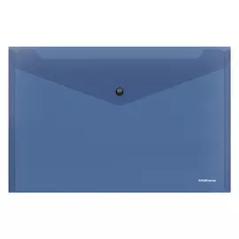 Папка-конверт на кнопке А4, Erichkrause. Glossy Classic, полупрозрачная, синяя