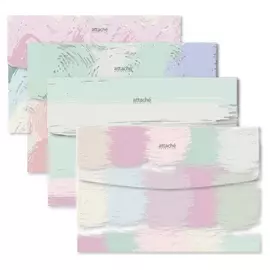 Папка конверт на кнопке А5 Attache Selection Pastel, 4шт/уп, в асс