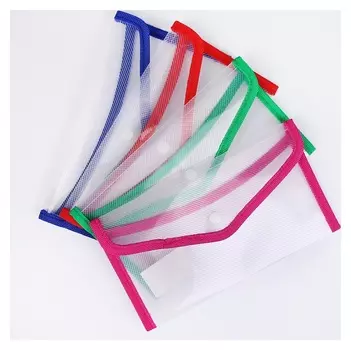 Папка-конверт на кнопке, формат в65, 330 мкр, жёсткая, с кантом, прозрачная рефлёная