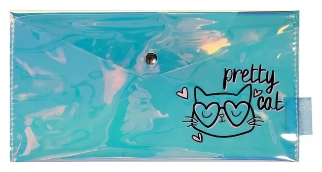 Папка-конверт на кнопке Travel дизайн 230*120мм дизайн феникс "Милый кот" серебр 49289