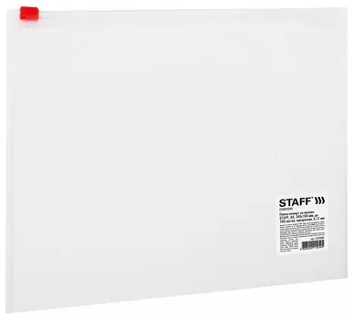 Папка-конверт на молнии малого формата (245х190 мм), А5, прозрачная, 0,12 мм, Staff, 224980