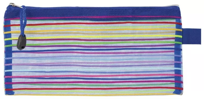 Папка-конверт на молнии малого формата (255х130 мм), сетчатая ткань, Brauberg "Stripes", 224048