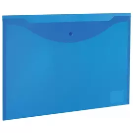 Папка-конверт с кнопкой большого формата (300х430 мм), А3, прозрачная, синяя, 0,15 мм, Staff, 228666