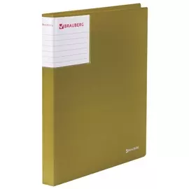 Папка на 2 кольцах Brauberg "Bronze Silk", 25 мм, внутренний карман, бронза, до 170 листов, 0,7 мм, 227503