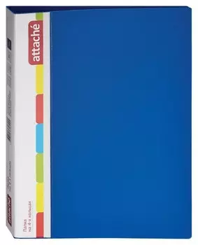 Папка на 4-х кольцах пласт. 17/32мм А4 Attache F504/07 синяя Ро