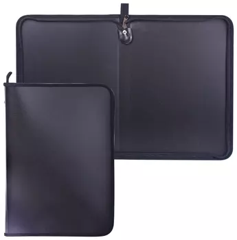 Папка на молнии пластиковая, А4, матовая, черная, размер 320х230 мм, пм-а4-11/4