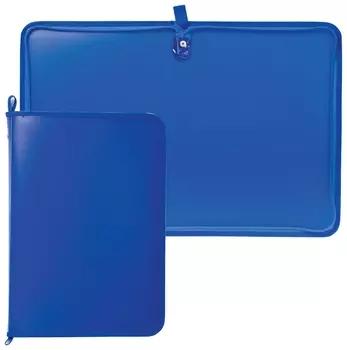 Папка на молнии пластиковая, А4, матовая, синяя, размер 320х230 мм, пм-а4-11/3