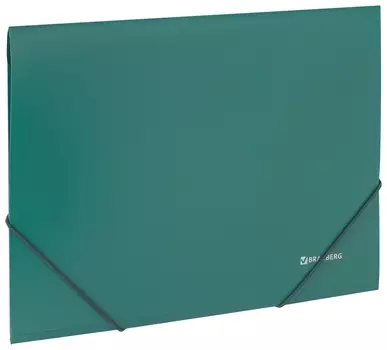 Папка на резинках Brauberg, стандарт, зеленая, до 300 листов, 0,5 мм, 221621