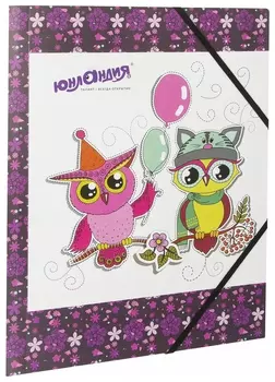 Папка на резинках юнландия "Умные совы", А4, цветная печать, до 300 листов, 500 мкм, 228048