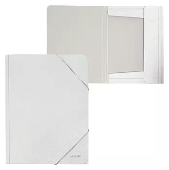 Папка на резинке А4 Devente Glitter Shine, 400 мкм, фактура с блёстками, сверкающая сербристая