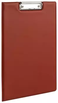 Папка-планшет Brauberg, А4 (340х240 мм), с прижимом и крышкой, картон/пвх, бордовая, 225687