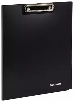 Папка-планшет Brauberg "Стандарт", А4 (310х230 мм), с прижимом и крышкой, пластик, черная, 0,9 мм, 221646