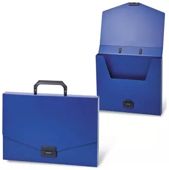 Папка-портфель пластиковая Brauberg "Energy", А4 (330х256х32 мм), без отделений, синий, 222082