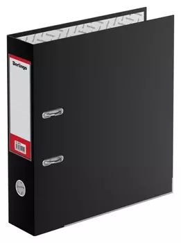 Папка-регистратор А4 80мм Berlingo "Hyper",бумвин, с карм. на кор, ниж метал. кант, черн