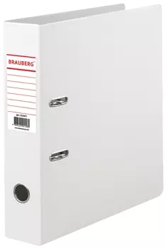 Папка-регистратор Brauberg с двухсторонним покрытием из пвх, 70 мм, белая, 222651