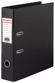 Папка-регистратор Brauberg с двухсторонним покрытием из пвх, 70 мм, черная, 222649