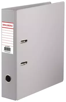 Папка-регистратор Brauberg с двухсторонним покрытием из пвх, 70 мм, серая, 222656