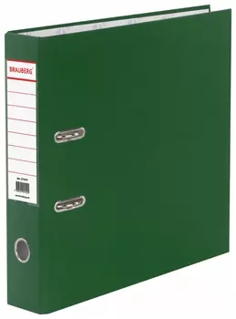 Папка-регистратор Brauberg с покрытием из пвх, 70 мм, зеленая (Удвоенный срок службы), 221818