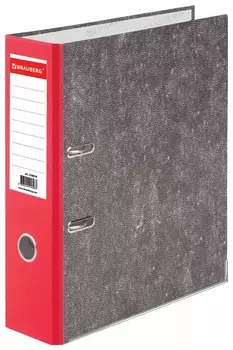 Папка-регистратор Brauberg, усиленный корешок, мраморное покрытие, 80 мм, с уголком, красная, 228029