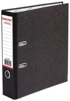 Папка-регистратор офисмаг, фактура стандарт, с мраморным покрытием, 75 мм, черный корешок, 222097