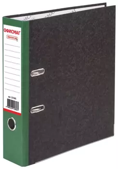 Папка-регистратор офисмаг, фактура стандарт, с мраморным покрытием, 75 мм, зеленый корешок, 225585